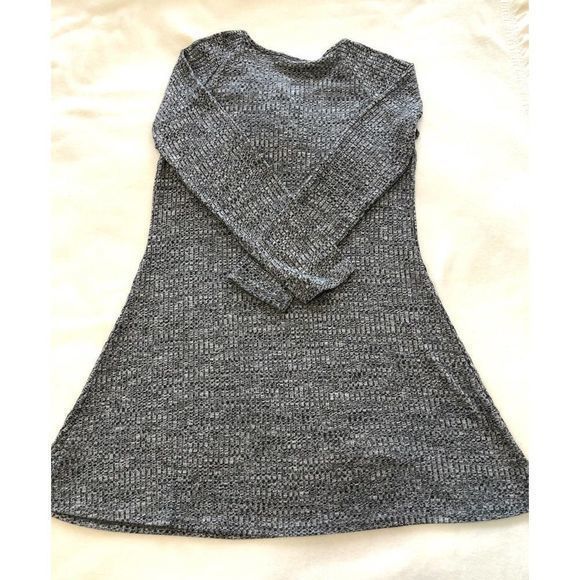 Children's Place Lace Up Neck Gray Nubby Knit Dress Girls XXL 16 A Line Flare - Picture 2 of 7
